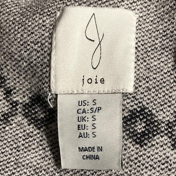 Joie Black White Fair Isle High Mock Neck Long Sleeve Pullover Sweater Sz Small - Picture 6 of 7